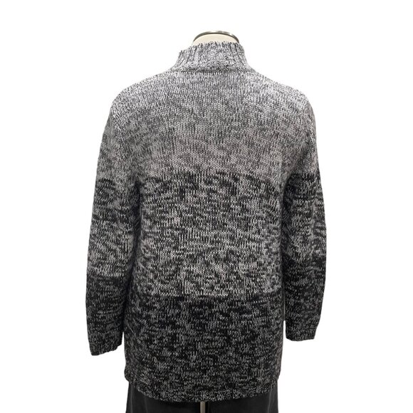 Talbots XL Grey Black Sweater Made In Italy Mock Neck Marled Knit Cozy Fall Laye - Picture 6 of 7